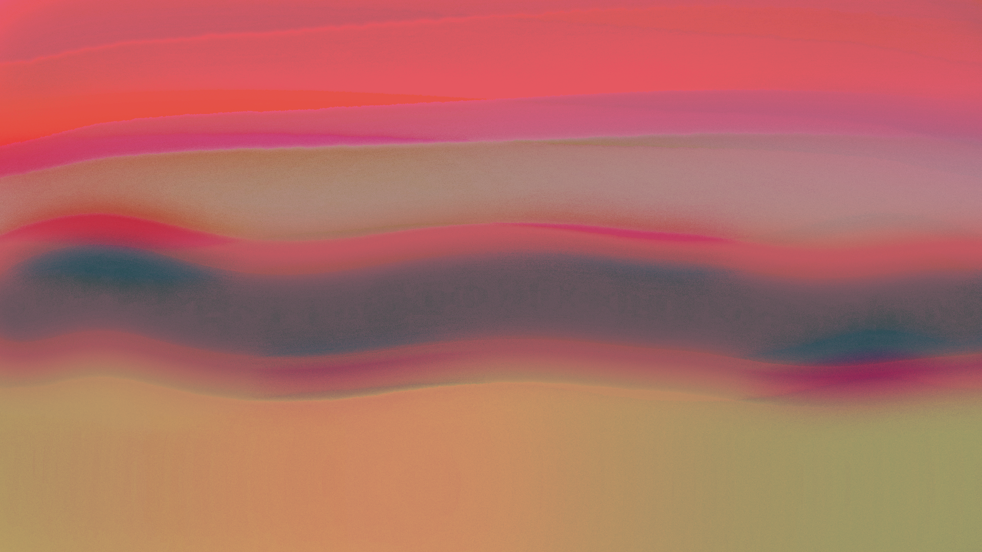 Abstract gradient showing wavy horizontal bands of red, teal, beige, and muted yellow.