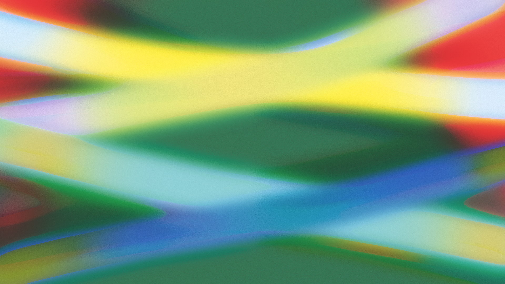 Abstract geometric design with intersecting diagonal bands of yellow, red, green, and blue.