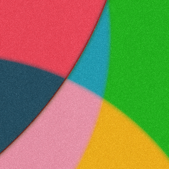 Overlapping transparent circles mixing red green and blue into various colors and tints.